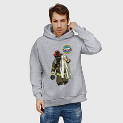 Толстовка оверсайз мужская Спасатель МЧС, цвет: меланж — фото 2