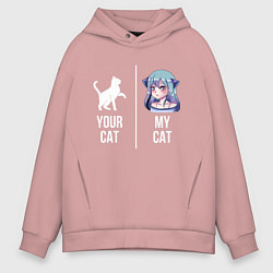 Мужское худи оверсайз Твоя кошка, моя кошка