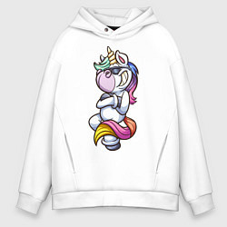 Толстовка оверсайз мужская Cool Unicorn, цвет: белый