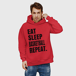 Толстовка оверсайз мужская EAT SLEEP BASKETBALL REPEAT, цвет: красный — фото 2