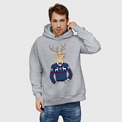 Толстовка оверсайз мужская Hipster Deer, цвет: меланж — фото 2