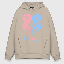 Мужское худи оверсайз Re:Zero, Рам и Рем