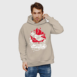 Толстовка оверсайз мужская Cyberpunk 2077 SAMURAI, цвет: миндальный — фото 2