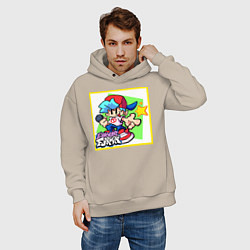 Толстовка оверсайз мужская Friday Night Funkin Boyfriend, цвет: миндальный — фото 2