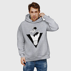 Толстовка оверсайз мужская Космонавт падает, цвет: меланж — фото 2
