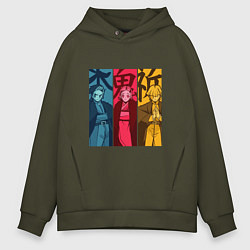 Толстовка оверсайз мужская Персонажи Манги, цвет: хаки
