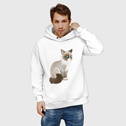 Толстовка оверсайз мужская Grumpy Cat, цвет: белый — фото 2
