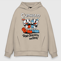 Толстовка оверсайз мужская Cuphead, Dont deal with devil, цвет: миндальный