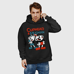 Толстовка оверсайз мужская Cuphead & Mugman, цвет: черный — фото 2