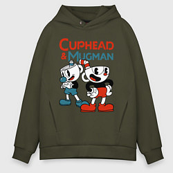 Толстовка оверсайз мужская Cuphead & Mugman, цвет: хаки
