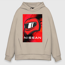 Толстовка оверсайз мужская Nissan - Paint, цвет: миндальный