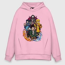 Толстовка оверсайз мужская КЛИНОК, РАССЕКАЮЩИЙ ДЕМОНОВ, цвет: светло-розовый