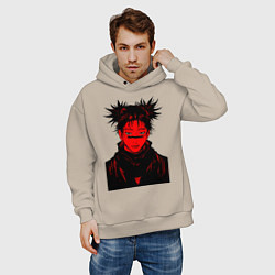 Толстовка оверсайз мужская Кровь Чосо Магическая Битва, цвет: миндальный — фото 2