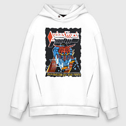 Толстовка оверсайз мужская Judas Priest FIGHT, цвет: белый