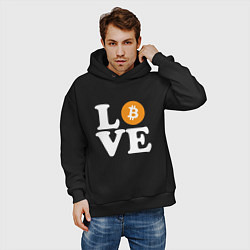 Толстовка оверсайз мужская LOVE BITCOIN БИТКОИН БИТОК, цвет: черный — фото 2