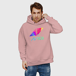 Толстовка оверсайз мужская AVICII RAIBOW, цвет: пыльно-розовый — фото 2