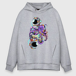 Мужское худи оверсайз Осьминог и Космонавт