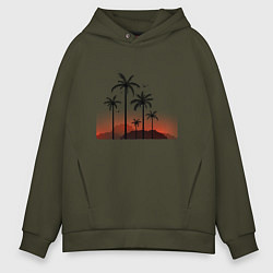 Толстовка оверсайз мужская Palm tree, цвет: хаки