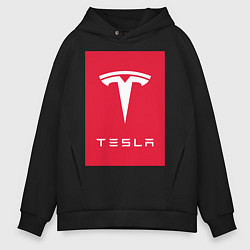 Толстовка оверсайз мужская TESLA MOTORS ТЕСЛА, цвет: черный