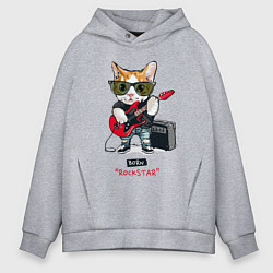 Мужское худи оверсайз КРУТОЙ КОТ ГИТАРИСТ