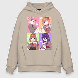 Мужское худи оверсайз Girls Doki Doki коллаж