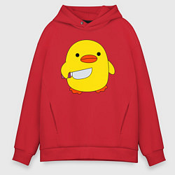 Толстовка оверсайз мужская УТКА С НОЖОМ КРУГЛЯШ, цвет: красный