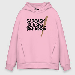 Толстовка оверсайз мужская Sarcasm is my only defense, цвет: светло-розовый