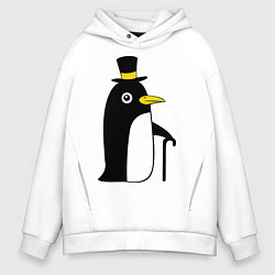 Мужское худи оверсайз Пингвин в шляпе