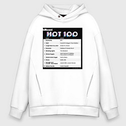 Толстовка оверсайз мужская BTS DYNAMITE BILLBOARD HOT-100, цвет: белый