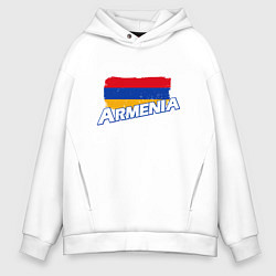Толстовка оверсайз мужская Armenia Flag, цвет: белый