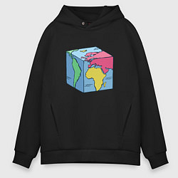 Мужское худи оверсайз Квадратный глобус земли