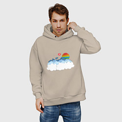 Толстовка оверсайз мужская Pop it Simple Dimple, цвет: миндальный — фото 2