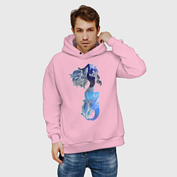 Толстовка оверсайз мужская Русалка, цвет: светло-розовый — фото 2