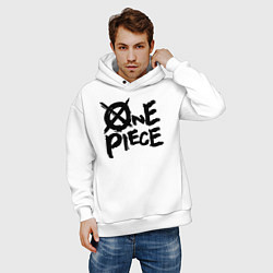 Толстовка оверсайз мужская One Piece Большой куш лого, цвет: белый — фото 2