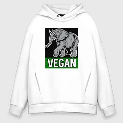 Толстовка оверсайз мужская Vegan elephant, цвет: белый