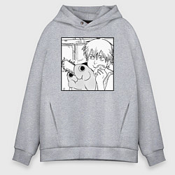 Мужское худи оверсайз Человек — бензопила