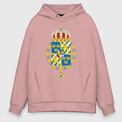 Толстовка оверсайз мужская Швеция Герб Швеции, цвет: пыльно-розовый