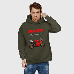 Толстовка оверсайз мужская DUCATI ДУКАТИ MOTOSPORT, цвет: хаки — фото 2