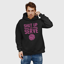 Толстовка оверсайз мужская Shut Up And Serve, цвет: черный — фото 2