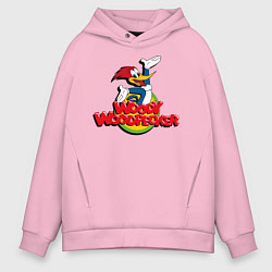 Толстовка оверсайз мужская Дятел Вуди лого, цвет: светло-розовый