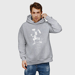 Толстовка оверсайз мужская Курьер - Заяц, цвет: меланж — фото 2