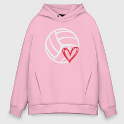 Толстовка оверсайз мужская Love Volleyball, цвет: светло-розовый