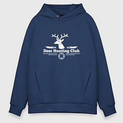 Толстовка оверсайз мужская Клуб охотников на оленей, цвет: тёмно-синий