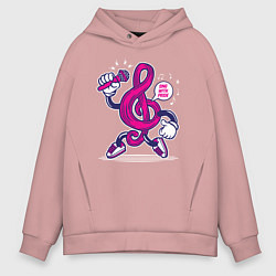 Мужское худи оверсайз Музыкальный ключ караоке