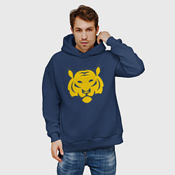 Толстовка оверсайз мужская Yellow Tiger, цвет: тёмно-синий — фото 2