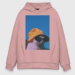 Мужское худи оверсайз Котик в шляпе и очках