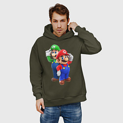 Толстовка оверсайз мужская Mario Bros, цвет: хаки — фото 2