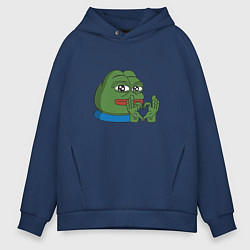Толстовка оверсайз мужская Pepe love пепе лов, цвет: тёмно-синий