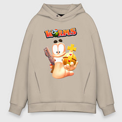 Мужское худи оверсайз Worms-3D