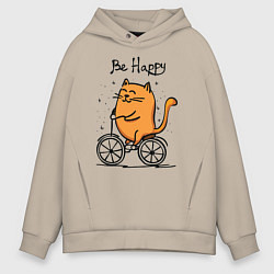Мужское худи оверсайз Кот велосипедист